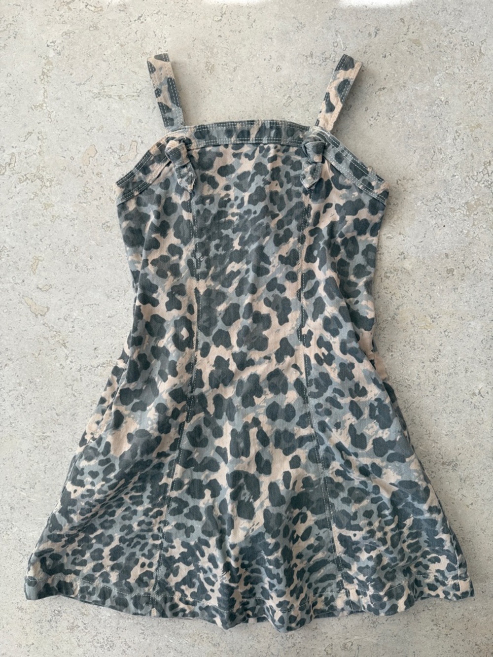 abercrombie kids Leopard Print Sundress in Beige and Charcoal